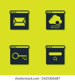 Set Website and mail, Search engine, Secure your with HTTPS, SSL and Cloud technology data transfer icon. Vector