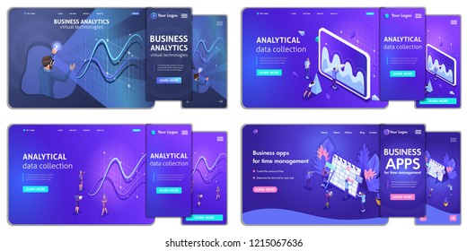 Set website and mobile design templates for business, analytical.Center Vector illustration concepts for website and mobile