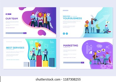 Set of website and mobile website development cards. Customize vector illustration templates for business, finance and marketing. Modern web page design 