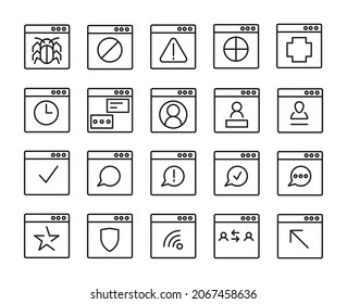 Set of Website Outline Vector Icons. Illustration Of A Stroke Vector On A White Background. For App And Website
