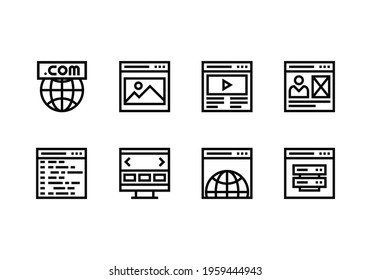 set of website related linear icons vector