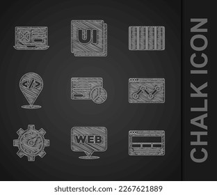 Establecer estadísticas del sitio web y diseño gráfico, interfaz de usuario o UX, desarrollo de front-end, guía de paleta de colores e icono. Vector