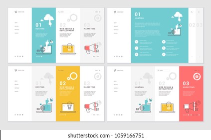 Set of website template designs. Modern vector illustration concepts of web page design for website and mobile website development. Easy to edit and customize.