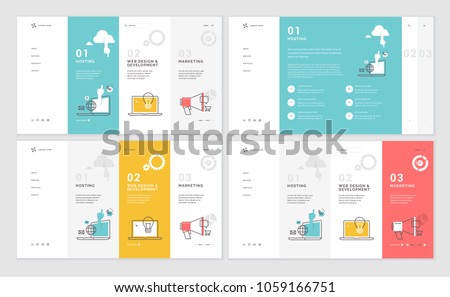 Set of website template designs. Modern vector illustration concepts of web page design for website and mobile website development. Easy to edit and customize.