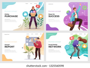 Set of website template designs. Vector illustration concepts of web page design for website or landing page and mobile website development. vector illustration