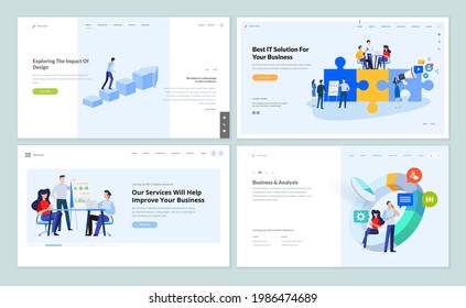 Set of website template designs. Vector illustration concepts for website and mobile website development. 
