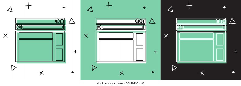 Set Website template icon isolated on white and green, black background. Internet communication protocol.  Vector Illustration