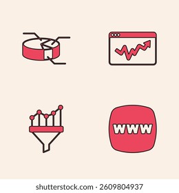 Set Website template, Pie chart infographic, Graph and Sales funnel with icon. Vector