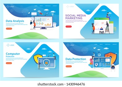 set of website template, vector illustration, can use for, landing page, template, ui, web, mobile app, poster, banner, flyer