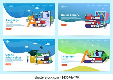 set of website template, vector illustration, can use for, landing page, template, ui, web, mobile app, poster, banner, flyer