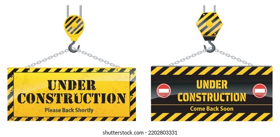 set of website under construction isolated or 404 error page connection or website under maintenance banner. eps vector