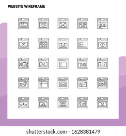 Set of Website Wireframe Line Icon set 25 Icons. Vector Minimalism Style Design Black Icons Set. Linear pictogram pack.