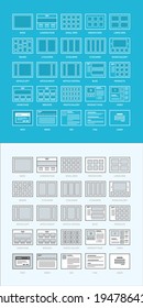 Set of website wireframes