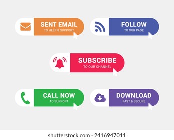 Set of websites action buttons vector illustration 