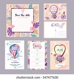 Set of wedding accessories, bridal shower poster.