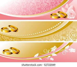 Set wedding background in pink and gold tone, vector