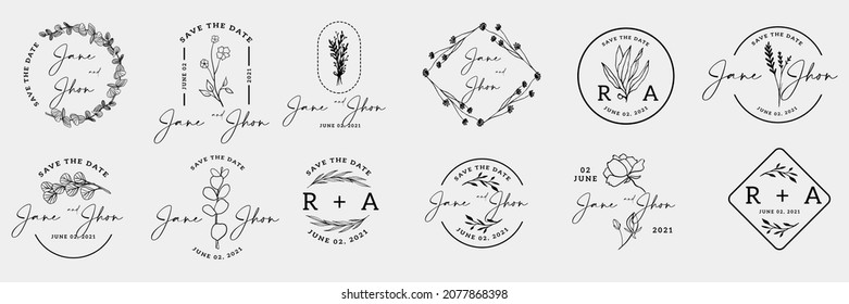Set Of Wedding Badges Fully editable and scalable in Adobe Illustrator.