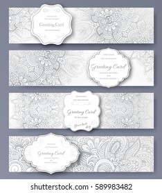 Set of wedding banners pages ornament illustration concept. Vintage art traditional, Islam, arabic, indian, ottoman motifs, elements. Vector decorative retro greeting card or invitation design.