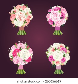Set of wedding bouquets made of roses
