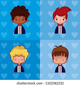 Set of wedding boyfriend cartoon