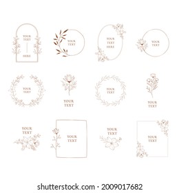 Set of wedding branding templates. Vector floral frames and borders. Botanical design elements.