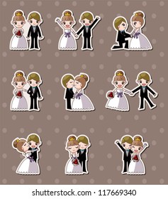 set of wedding ,Bridegroom and Bride stickers