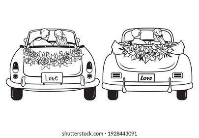Car with just married sign 2293172 Vector Art at Vecteezy