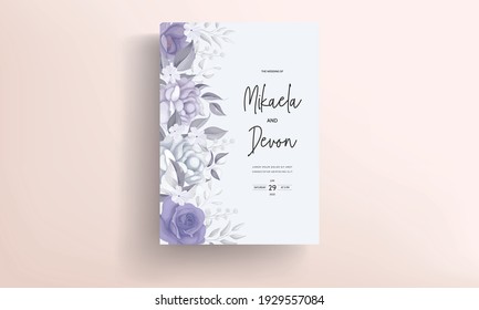 	
Set of wedding card with beautiful purple flower