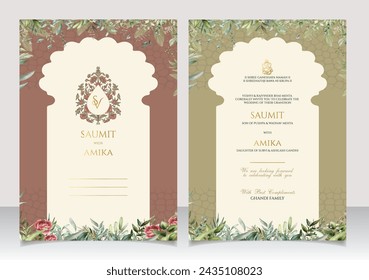 Set of Wedding Card with Floral Poster and Decorative Background. Illustrator and designer. Wedding Invites, save the date, Birthday Invites, Video Invites, E-Cards.