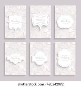 Set of wedding card flyer pages ornament illustration concept. Vintage art traditional, Islam, arabic, indian, ottoman motifs, elements. Vector decorative retro greeting card or invitation design.