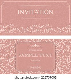 set of wedding card or invitation with victorian pattern 