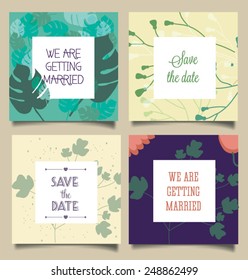 Set of wedding cards and decorative elements. Vector illustration