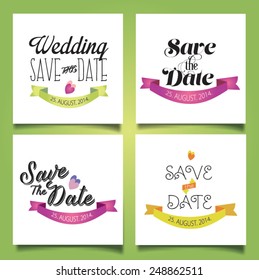 Set of wedding cards and decorative elements. Vector illustration