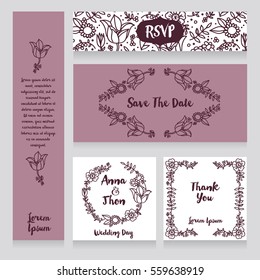 set of wedding cards, flolkloric design, vector illustration