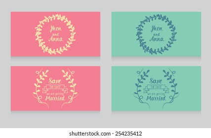 set of wedding cards in graphic style, vector illustration