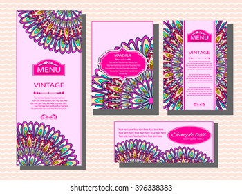 Set of wedding cards. Wedding invitations, Thank you card, Save the date card, Table card, RSVP card and Menu.