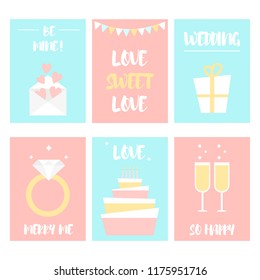 Set of wedding cards. Vector illustration