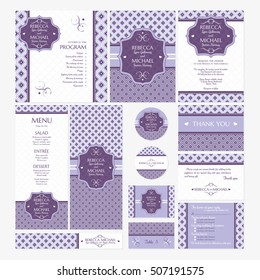 Set of wedding cards vector illustration