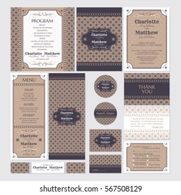 Set of wedding cards vector illustration