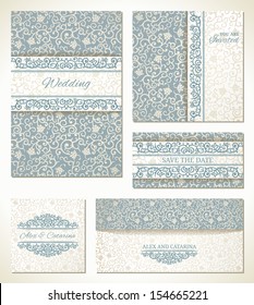 Set of wedding cards in vintage style