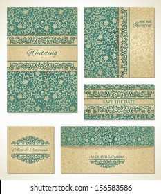 Set of wedding cards in vintage style