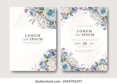 set of wedding cards with wild flowers	