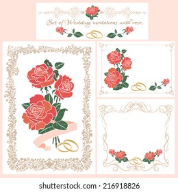 Set of wedding cards.Decorative background.