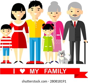 Set of wedding couple, pregnant parents, grandparent, young family  Set of asian family, wedding, pregnant, old 