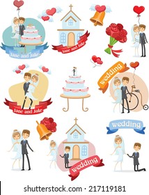 Set of wedding design element for invitation cards