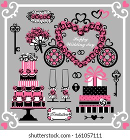 Set of Wedding  design elements , Vector Version