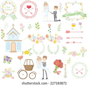 Set of wedding design template elements for invitation cards 