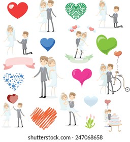 Set of wedding design template elements for invitation cards 
