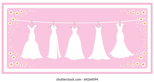 Set of wedding dresses with flower decoration