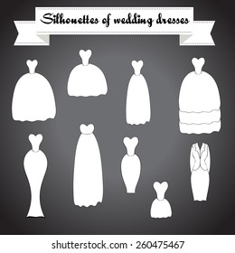 Set of wedding dresses silhouettes - Vector